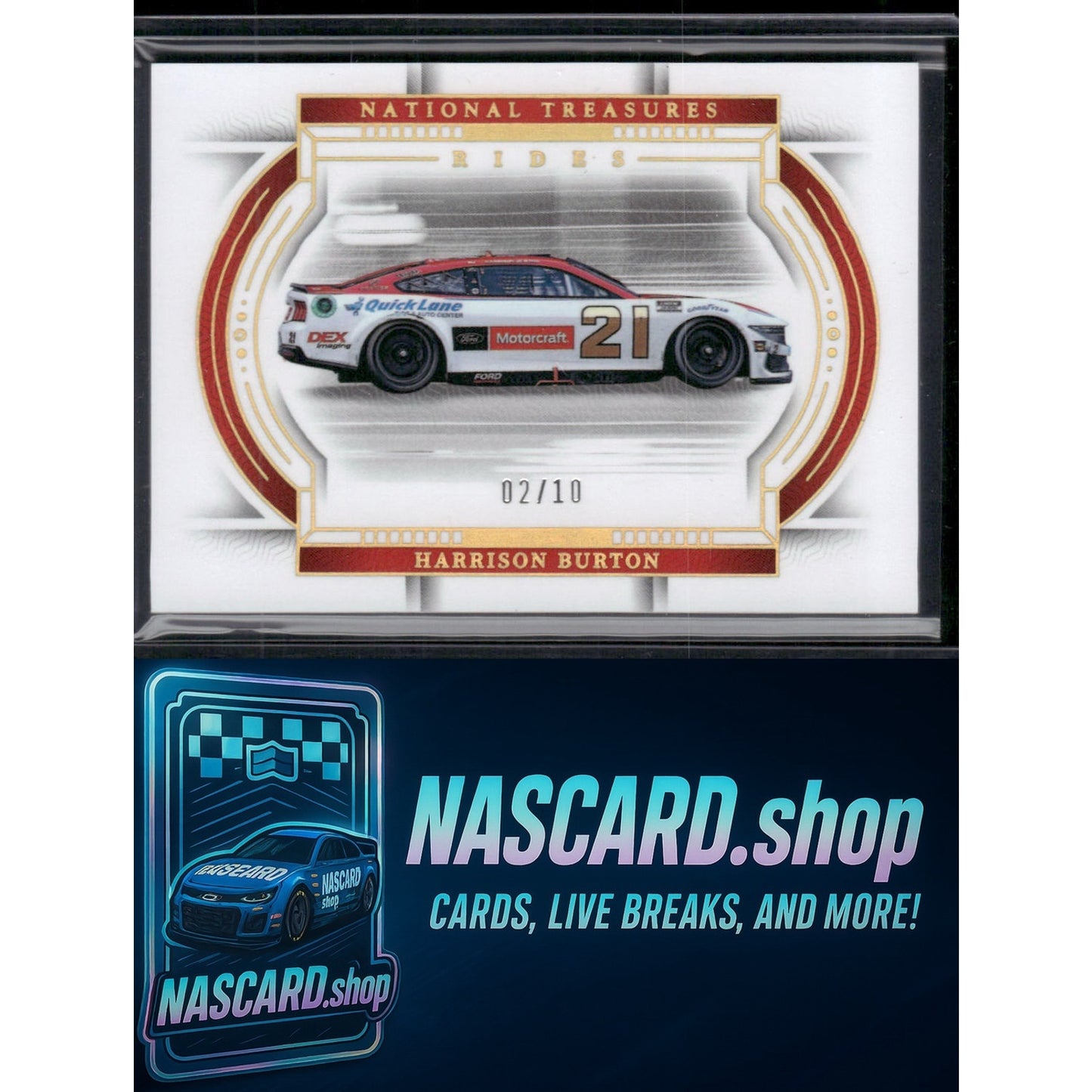 2024 Panini National Treasures #71 Harrison Burton Holo Gold #/10 - NASCARD.shop