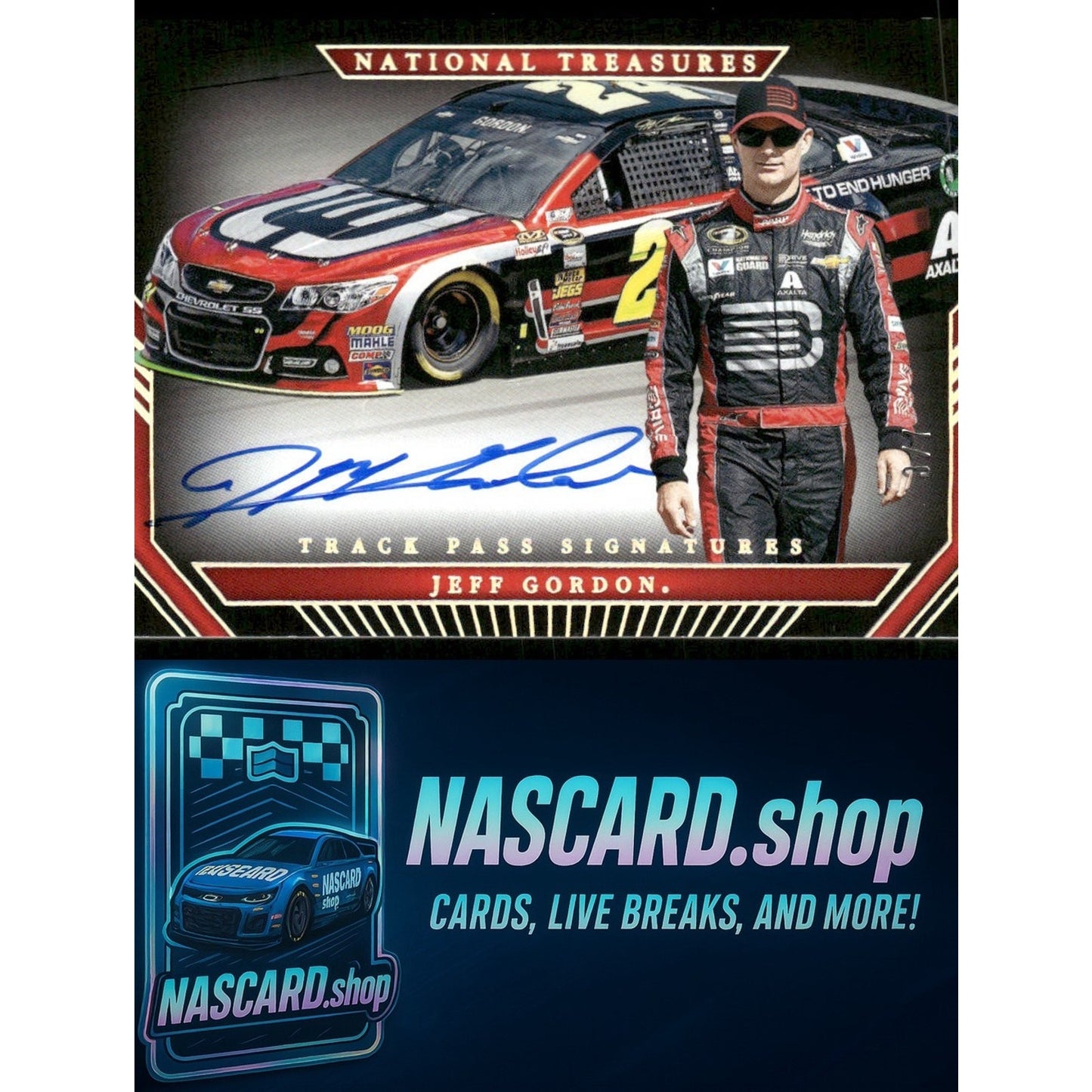 2024 National Treasures Jeff Gordon Track Pass Signatures Holo Silver #/7 - NASCARD.shop