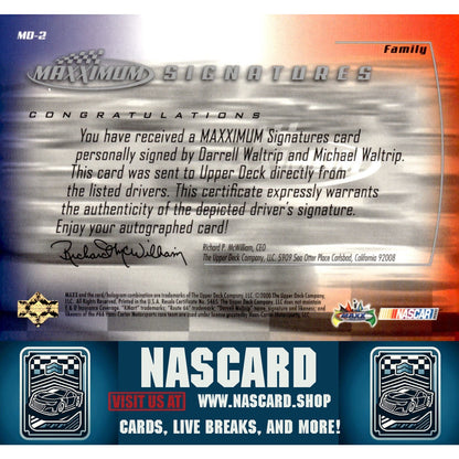 2000 Maxximum #MD-2 Matt Waltrip/Darrell Waltrip Signatures - NASCARD.shop