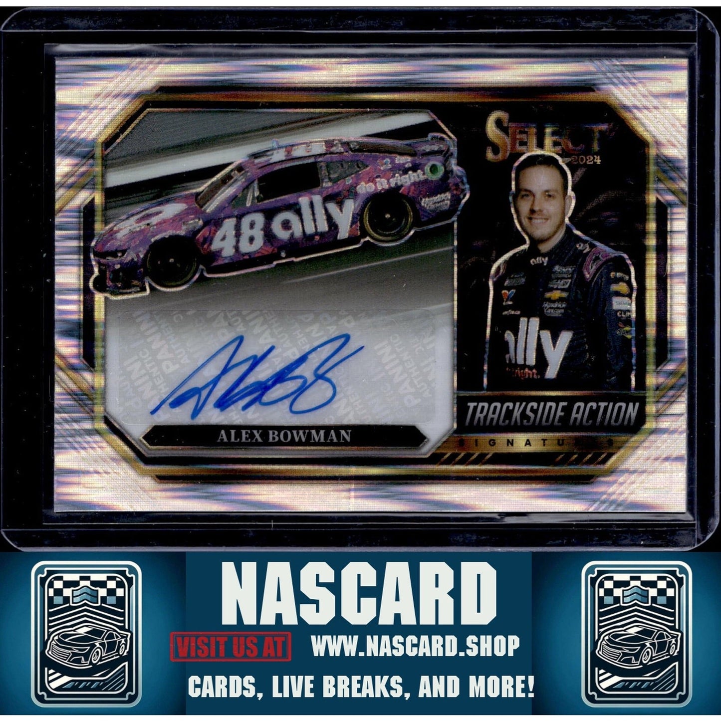 2024 Panini Select #TAS-ALB Alex Bowman Trackside Action Signatures Flash Prizms - NASCARD.shop