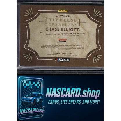 2021 Donruss #TTM-CE Chase Elliott Timeless Treasures Material Signatures