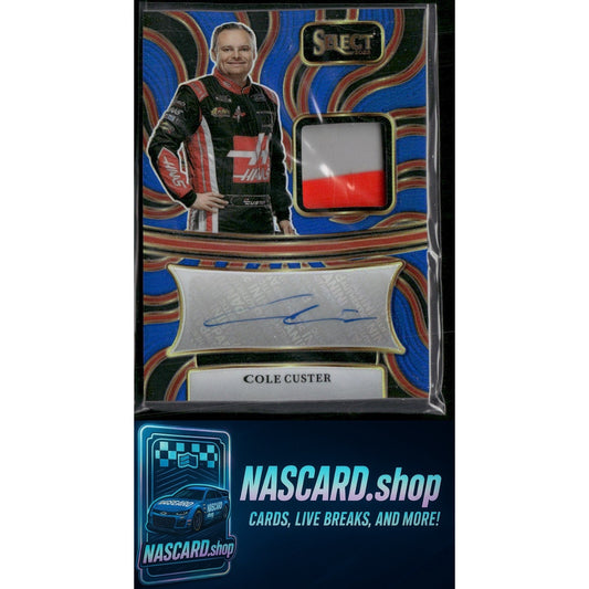 2025 Panini Select #AM-CCR Cole Custer Autographed Memorabilia Blue Prizms #/35