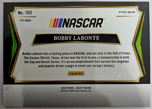 2025 Select Racing Pit Road #103 Bobby Labonte Black Prizms 1/1
